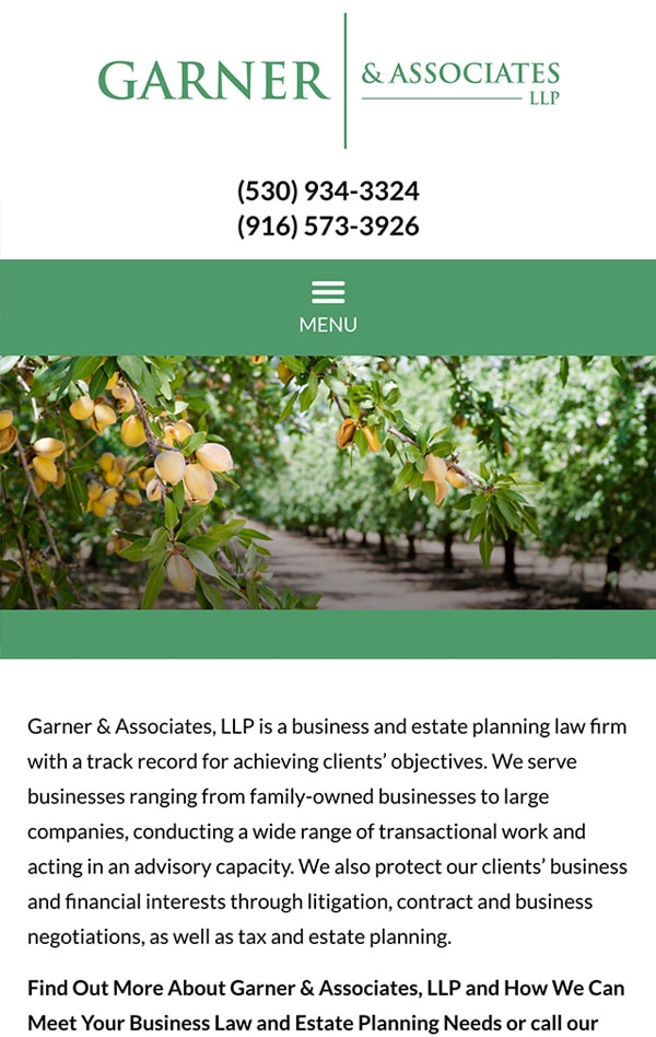 Mobile Friendly Law Firm Webiste for Garner & Associates, LLP