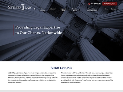 Law Firm Website design for Setliff Law, P.C.
