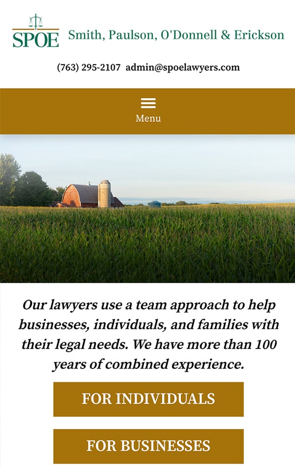 Mobile Friendly Law Firm Webiste for Smith, Paulson, O'Donnell & Associates, PLC