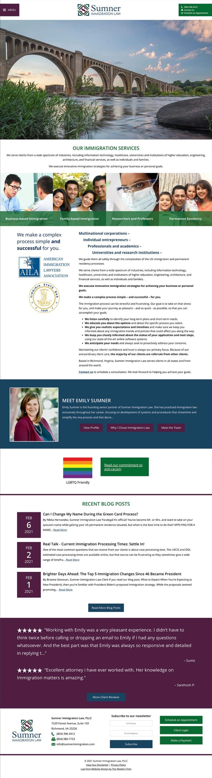 Law Firm Website for Sumner Immigration Law, PLLC