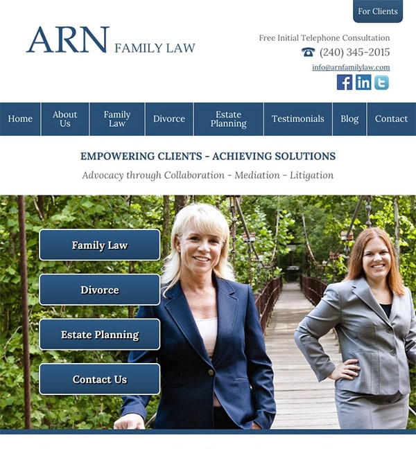 Mobile Friendly Law Firm Webiste for ARN Family Law