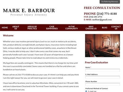 Law Firm Website design for Mark E. Barbour