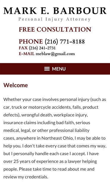 Responsive Mobile Attorney Website for Mark E. Barbour