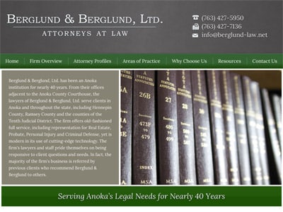 Law Firm Website design for Berglund & Berglund, Ltd.