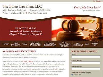 Law Firm Website design for The Burns Law Firm, LLC