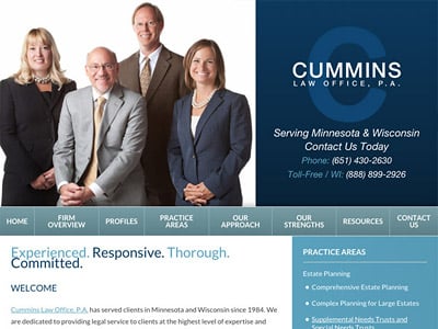 Law Firm Website design for Cummins Law Office, P.A.