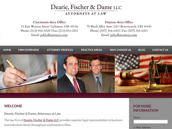 Mobile Friendly Law Firm Webiste for Dearie, Fischer & Dame LLC