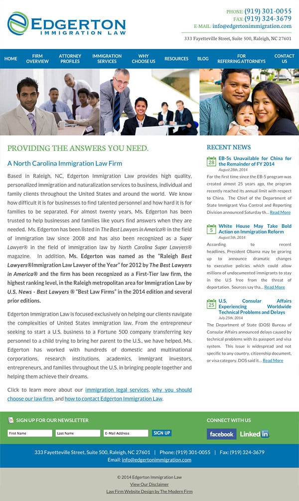 Law Firm Website Design for Raleigh NC Immigration Firm