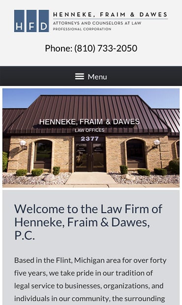 Responsive Mobile Attorney Website for Henneke, Fraim & Dawes, P.C.