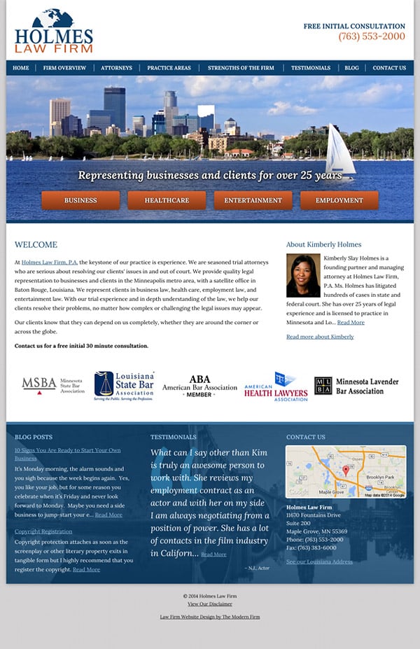 Law Firm Website Design for Holmes Law Firm