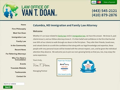 Law Firm Website design for Law Offices of Van T. Doa…