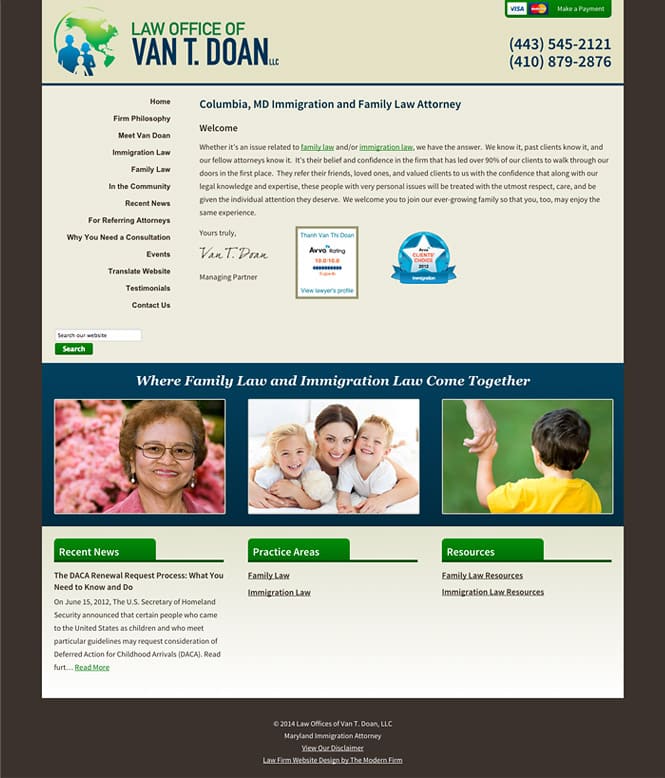 Law Firm Website Design for Law Offices of Van T. Doan, LLC