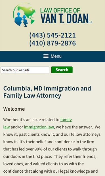Responsive Mobile Attorney Website for Law Offices of Van T. Doan, LLC