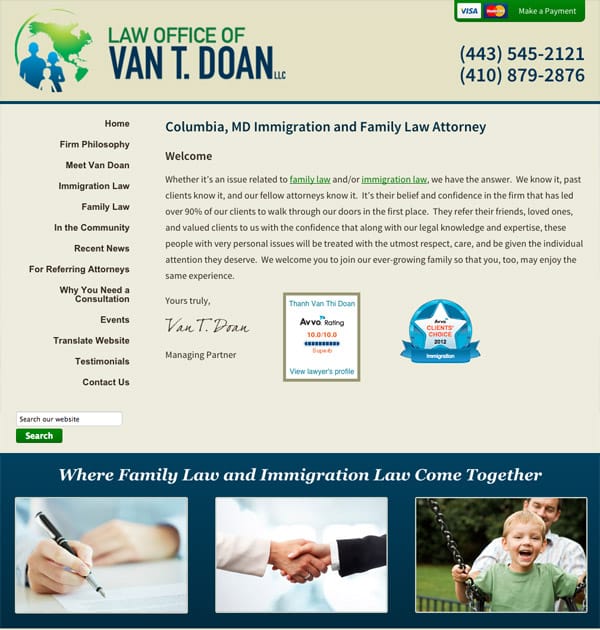 Mobile Friendly Law Firm Webiste for Law Offices of Van T. Doan, LLC