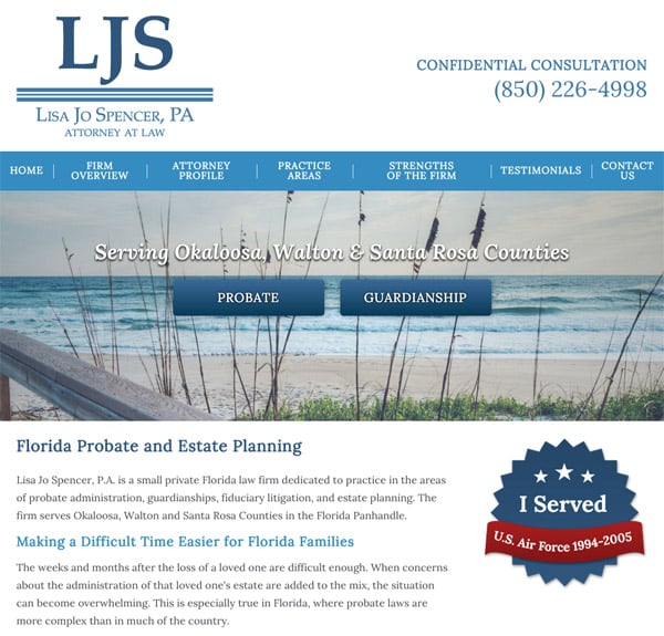 Mobile Friendly Law Firm Webiste for Lisa Jo Spencer, P.A.