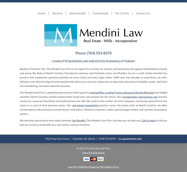 Law Firm Website Design for The Mendini Law Firm