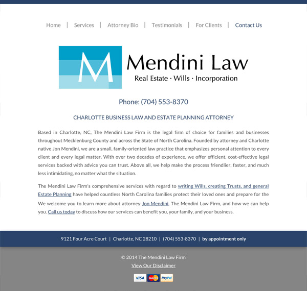Mobile Friendly Law Firm Webiste for The Mendini Law Firm