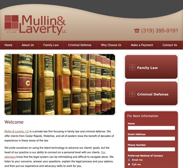 Mobile Friendly Law Firm Webiste for Mullin & Laverty, LC