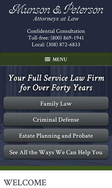 Responsive Mobile Attorney Website for Munson & Peterson
