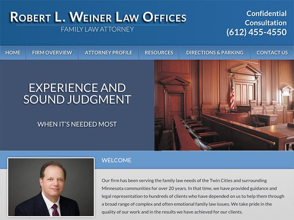 Mobile Friendly Law Firm Webiste for Robert L. Weiner Law Offices