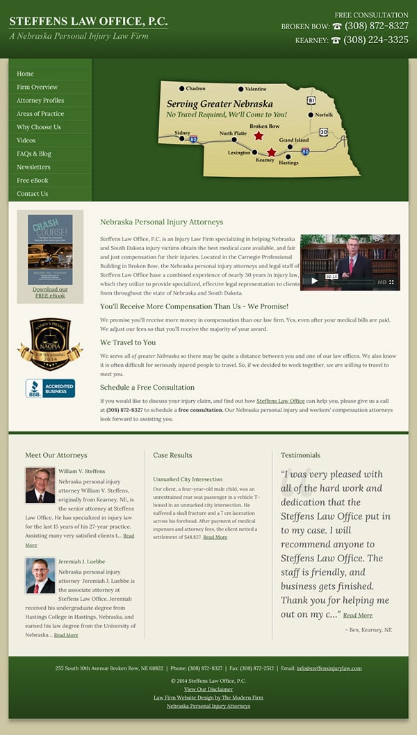 Law Firm Website Design for Steffens Law Office, P.C.