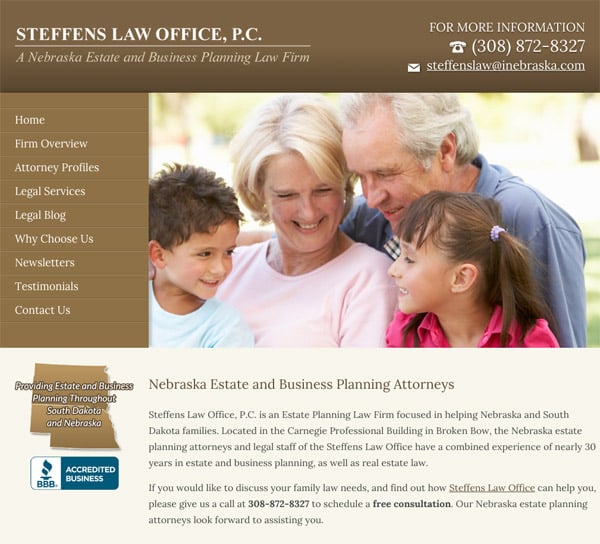 Mobile Friendly Law Firm Webiste for Steffens Law Office, P.C.
