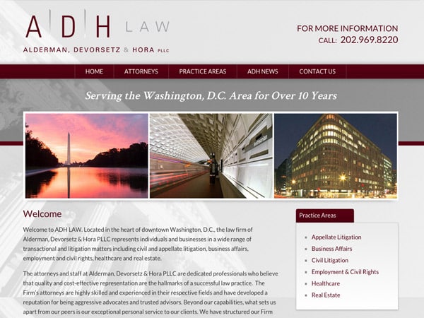 Mobile Friendly Law Firm Webiste for Alderman, Devorsetz & Hora PLLC
