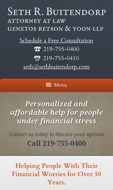 Responsive Mobile Attorney Website for Seth R. Buitendorp, Attorney at Law