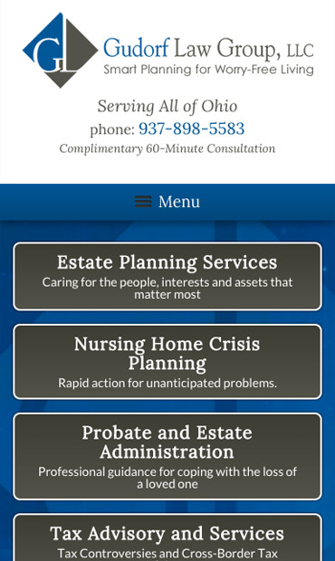 Responsive Mobile Attorney Website for Gudorf Law Group, LLC