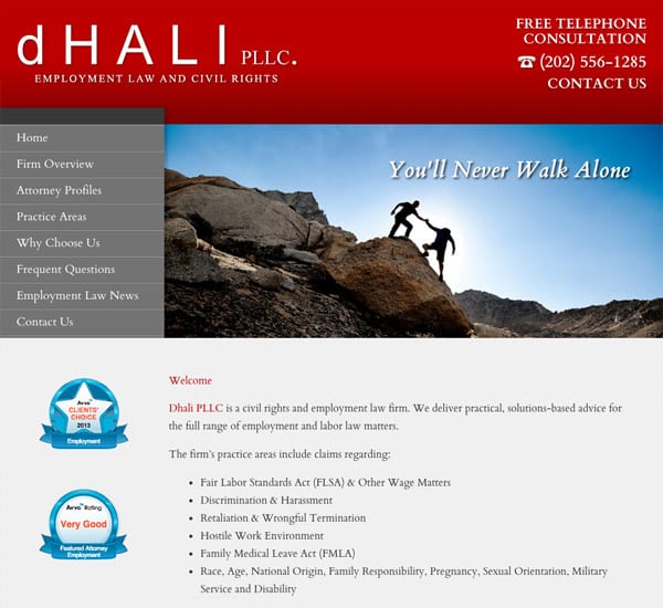 Mobile Friendly Law Firm Webiste for Dhali PLLC