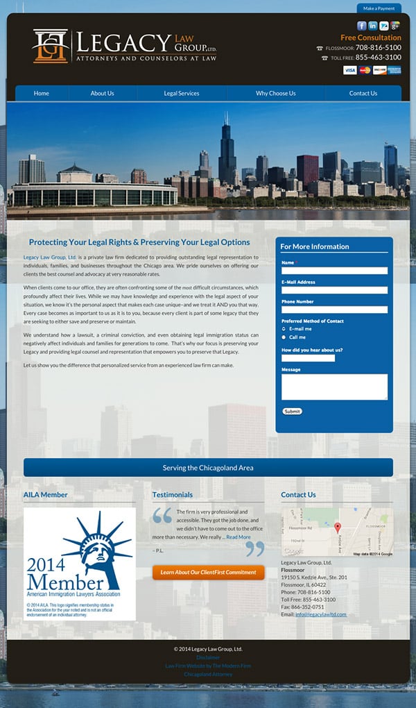 Law Firm Website Design for Legacy Law Group, Ltd.