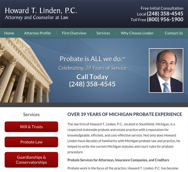 Mobile Friendly Law Firm Webiste for Howard T. Linden, P.C.