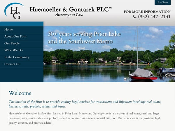 Mobile Friendly Law Firm Webiste for Huemoeller & Gontarek PLC