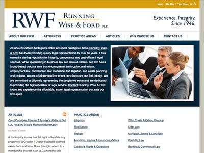 Law Firm Website design for Running, Wise & Ford PLC