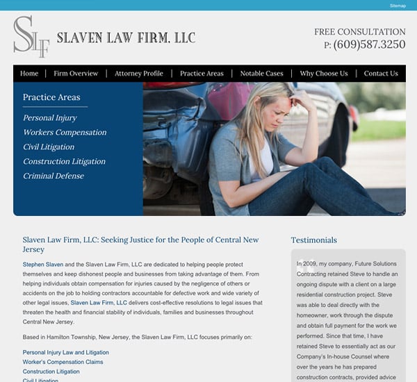 Mobile Friendly Law Firm Webiste for Slaven Law Firm, LLC