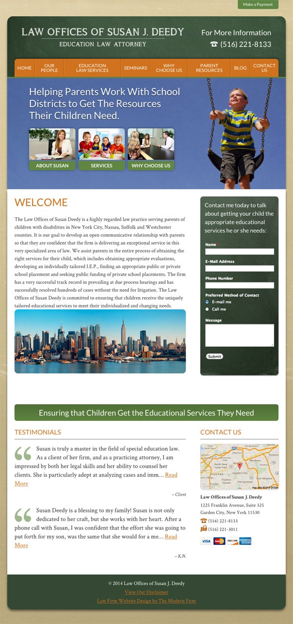 Law Firm Website for Law Offices of Susan J. Deedy