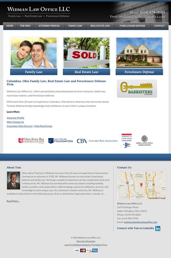 Law Firm Website for Widman Law Office LLC