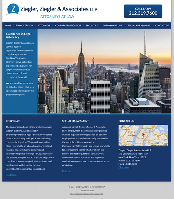 Law Firm Website Design for Ziegler, Ziegler & Associates LLP