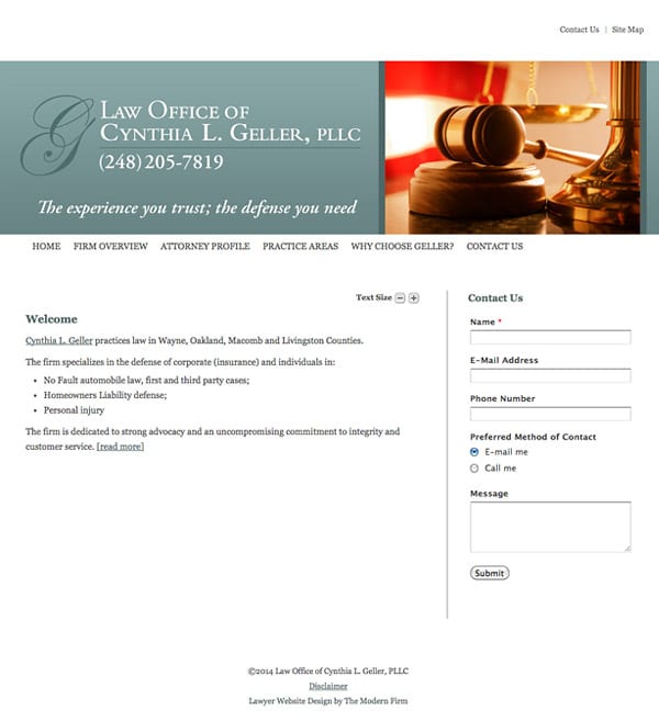 Law Firm Website Design for Law Offices of Cynthia L. Geller, PLLC