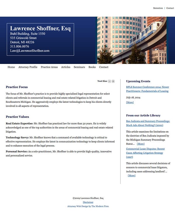 Law Firm Website for Lawrence Shoffner, Esq.