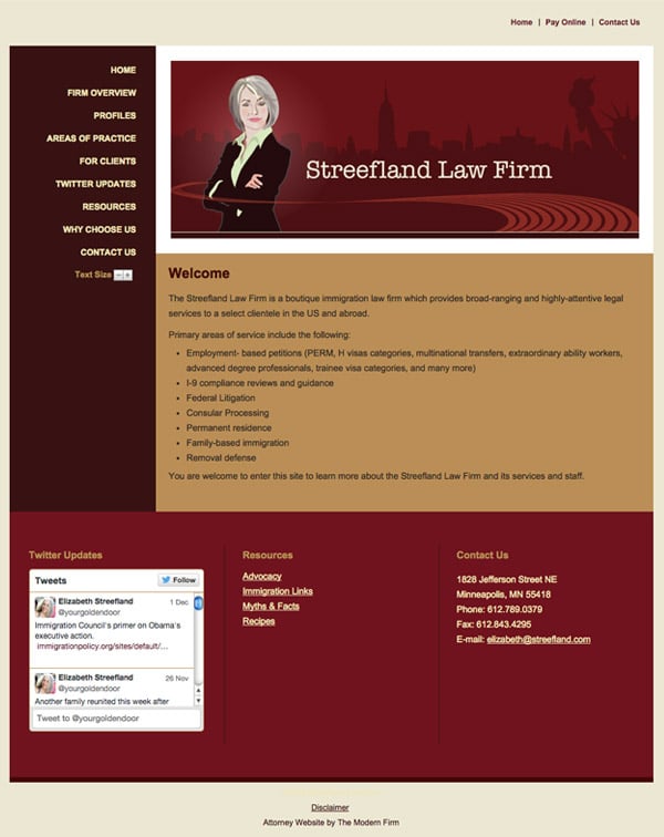 Law Firm Website for Streefland Law Firm