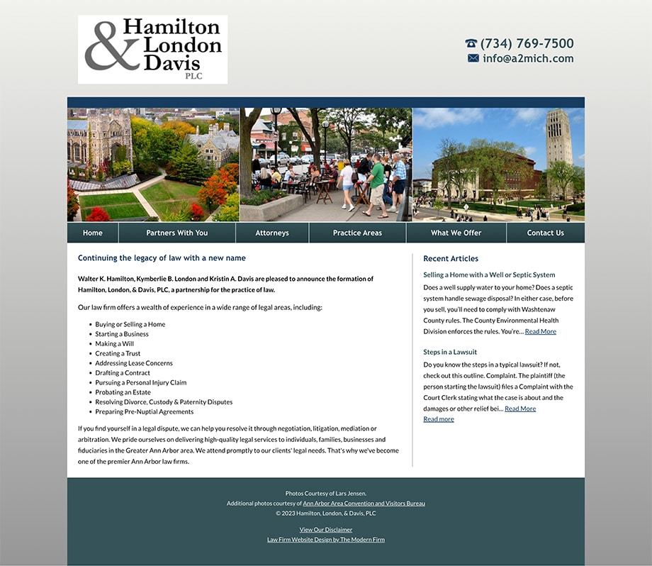 Law Firm Website Design for Hamilton, London, & Davis, PLC