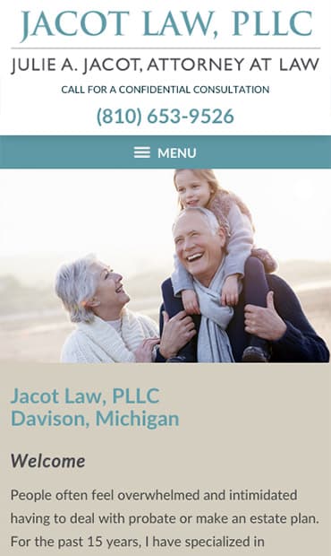 Responsive Mobile Attorney Website for Jacot Law, PLLC