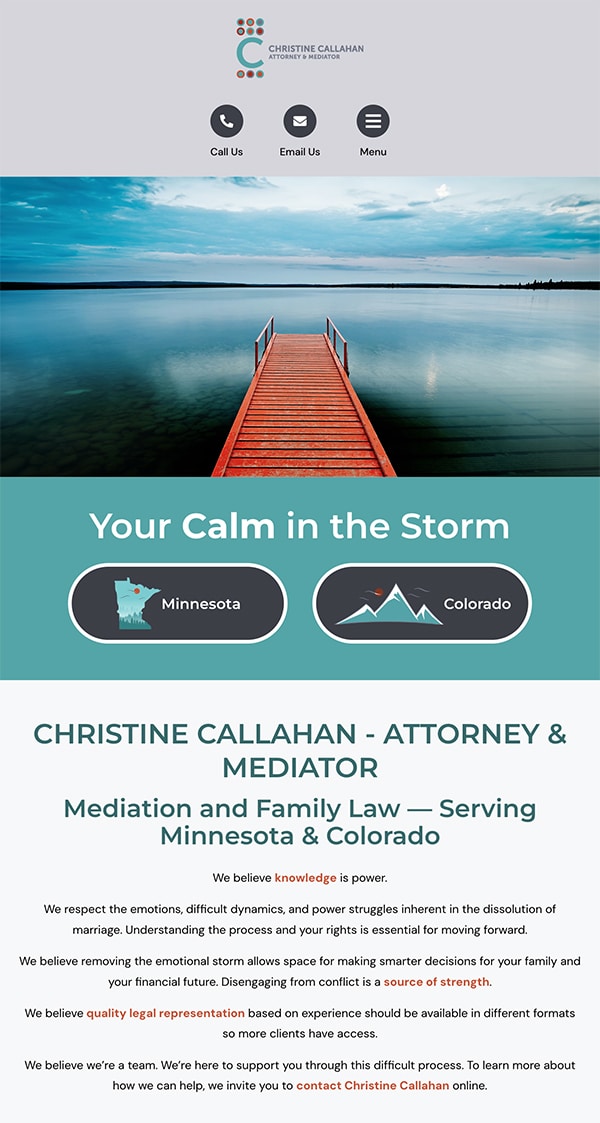 Mobile Friendly Law Firm Webiste for Callahan Family Law & Mediation, LLC