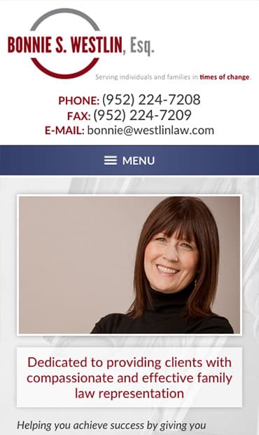Responsive Mobile Attorney Website for Bonnie S. Westlin