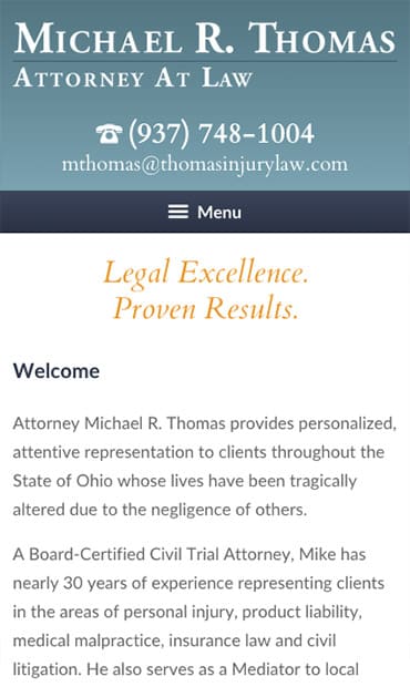 Responsive Mobile Attorney Website for Michael R. Thomas, Attorney at Law