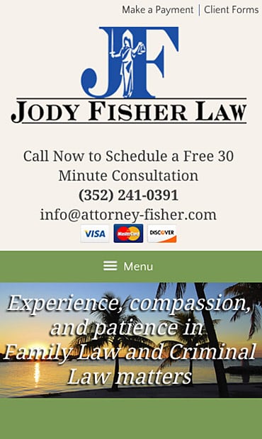 Responsive Mobile Attorney Website for Law Office of Jody L. Fisher