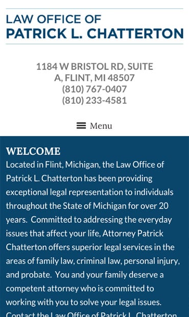 Responsive Mobile Attorney Website for Law Office of Patrick L. Chatterton