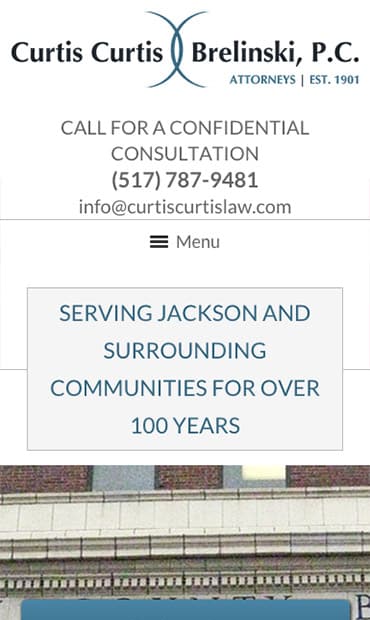 Responsive Mobile Attorney Website for Curtis, Curtis & Brelinski, P.C.