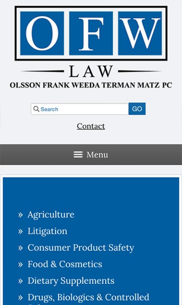 Responsive Mobile Attorney Website for Olsson Frank Weeda Terman Matz PC